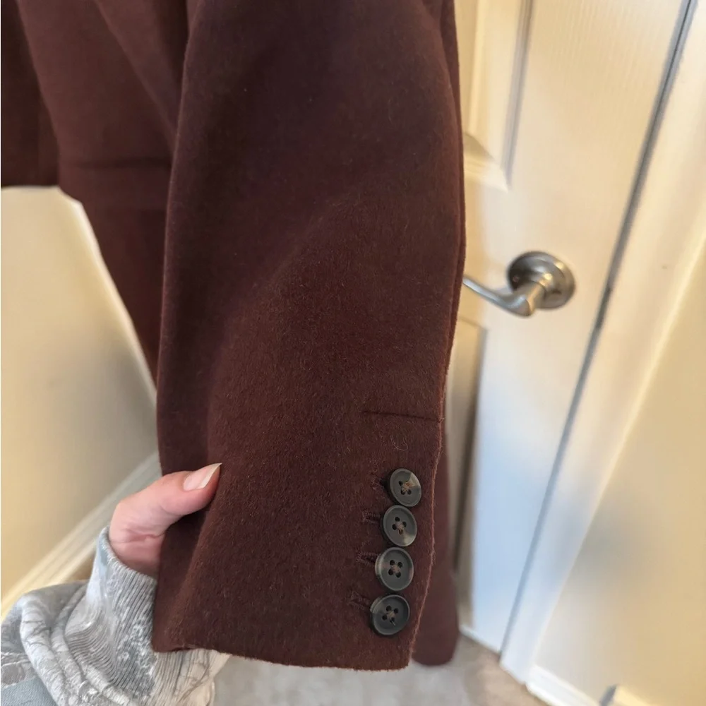 Abercrombie & Fitch Mahogany Wool-Blend Double-Breasted Coat *NWT* - Picture 4 of 6